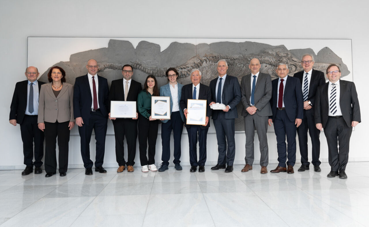 Attendees of WorldSkills Lifetime Achievement award presented to Dr Wilfried Stoll and Dr h.c. Kurt Stoll at Festo’s headquarters on 8 February 2024, in Esslingen am Neckar, Germany.