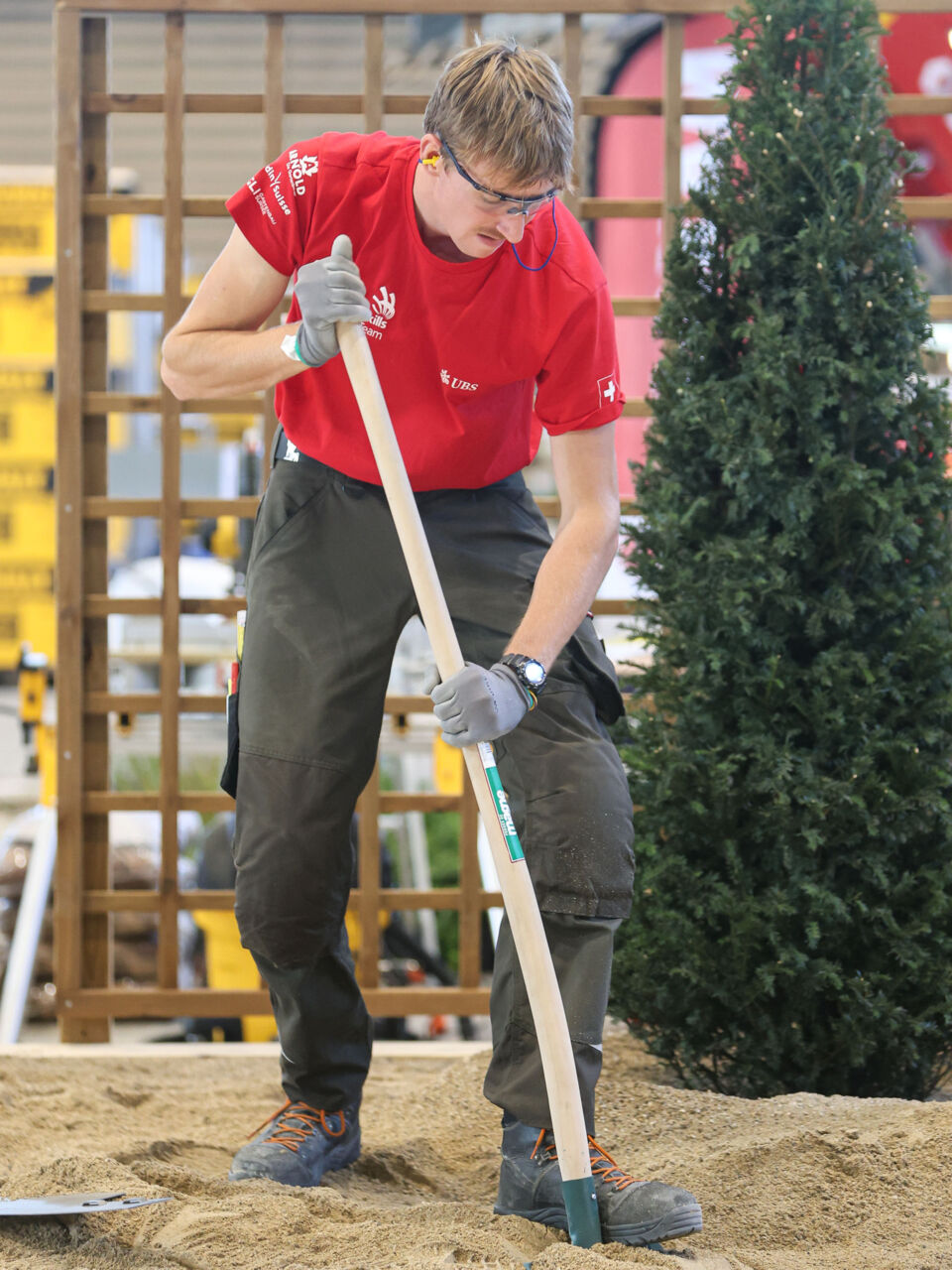 Reto Dali competing in Landscape Gardening at WorldSkills Lyon 2024.