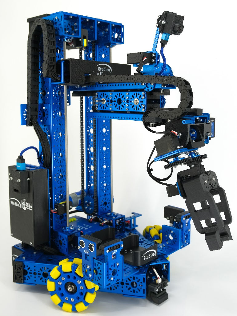 A mobile robot on wheels by Studica.